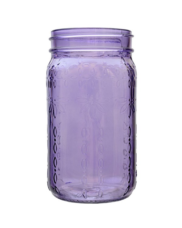 Glass Mason Jar - Purple 6.5"H