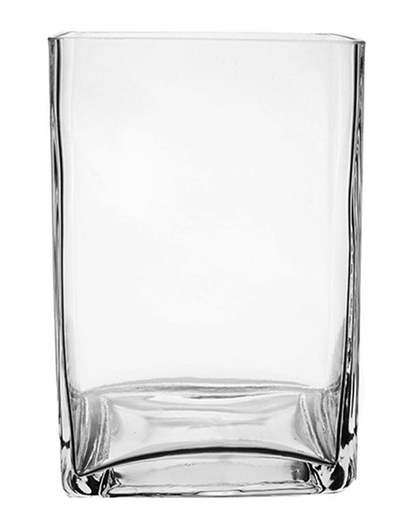Square Clear Glass Vase 7"H (5"x5")