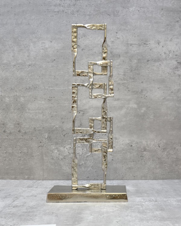 Stacked Square Link Aluminum Decorative Sculpture 16.5"H