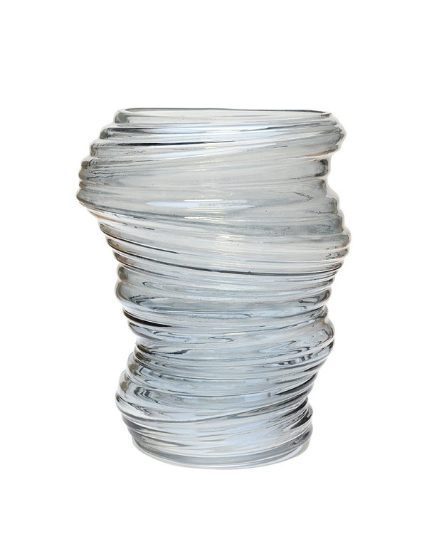 Tornado Smoke Glass Vase 10"H