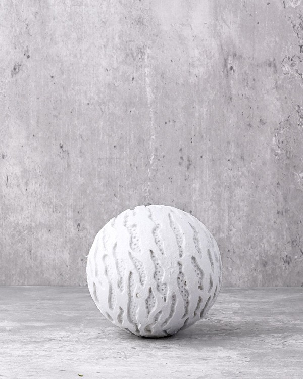 White Wave Textured Decorative Ball 4"D