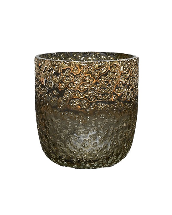 Textured Smoke Metallic Lustre Glass 4.5"H