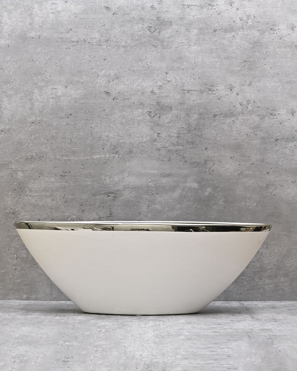 Silver Trim Elongated Bowl 18"L