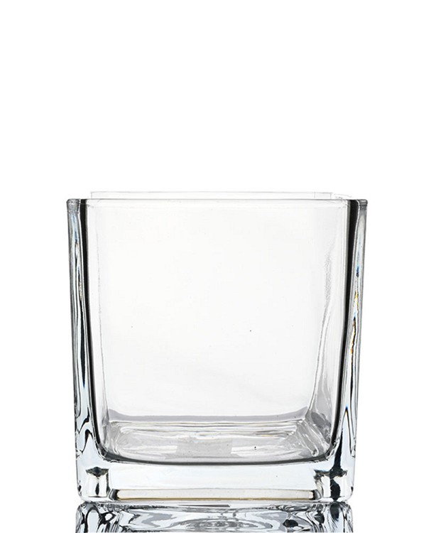 Square Clear Glass Vase 4"H