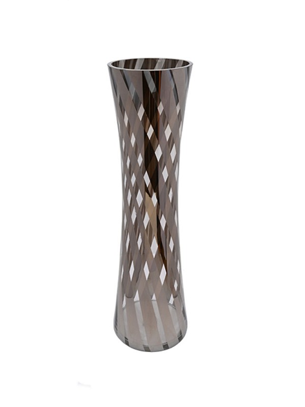 Clear Glass with Silver Stripe Vase 24"H