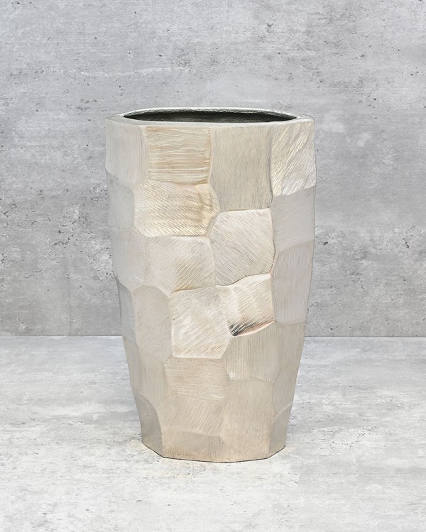 Textured Metal Silver Container 11"H