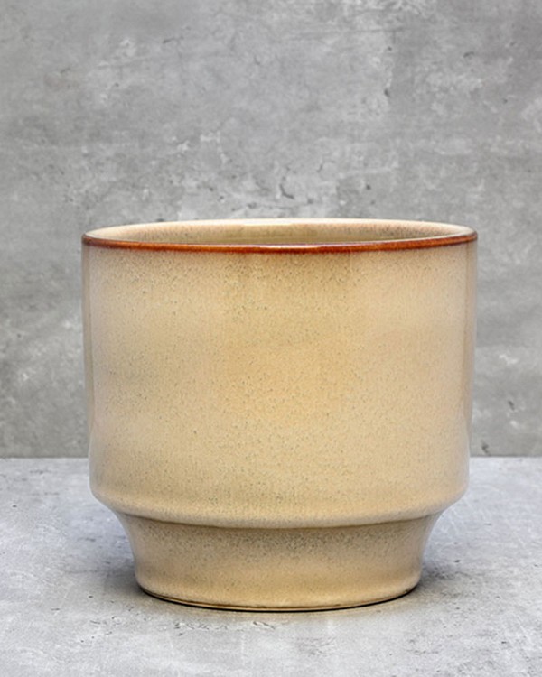 Beige Stepped Planter - Medium 6"H