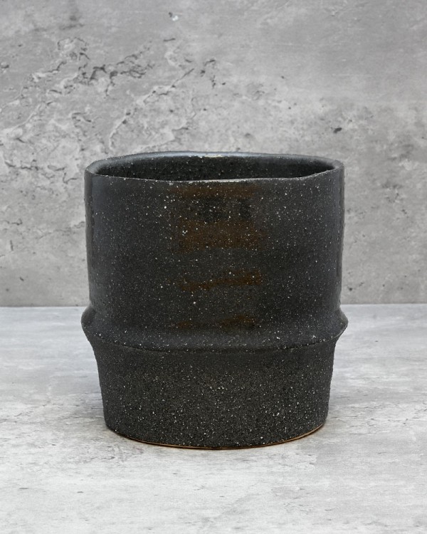 Dark Grey Ceramic Container 4.75"H