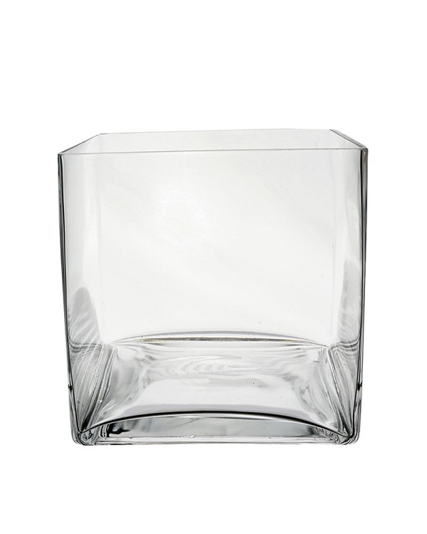 Square Clear Glass Vase 8"H