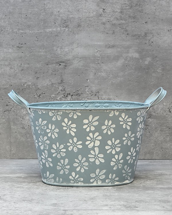 Oblong Daisy Container - Blue 5.5"H