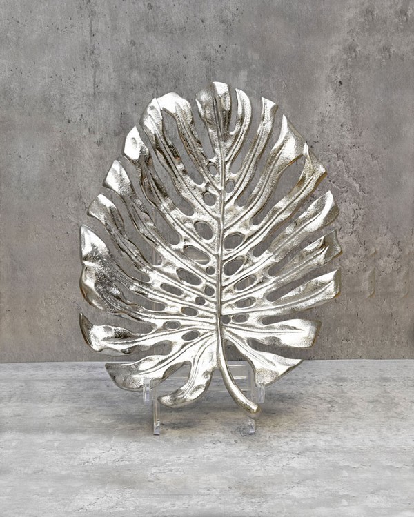 Monstera Wall Leaf 15"L - Silver