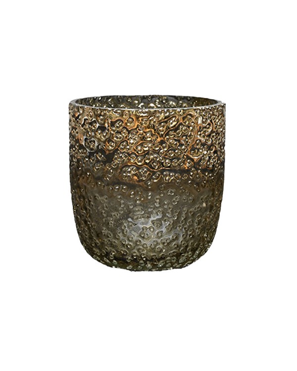 Textured Smoke Metallic Lustre Glass 3"H