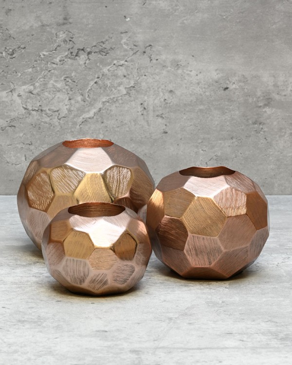 Copper Finished Votive Candle Holder (Set of Three)