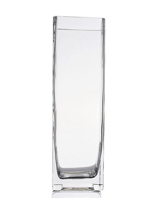 Square Clear Glass Vase 10"H
