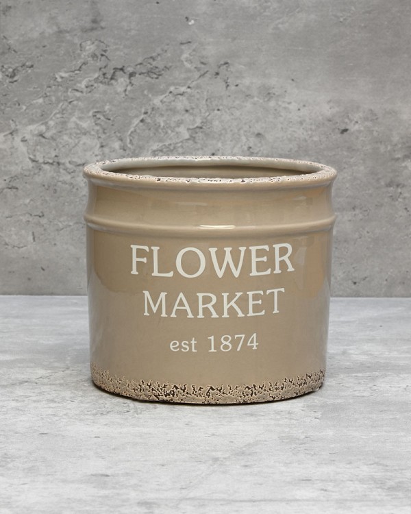 Distressed 'Flower Market' Container 4"H