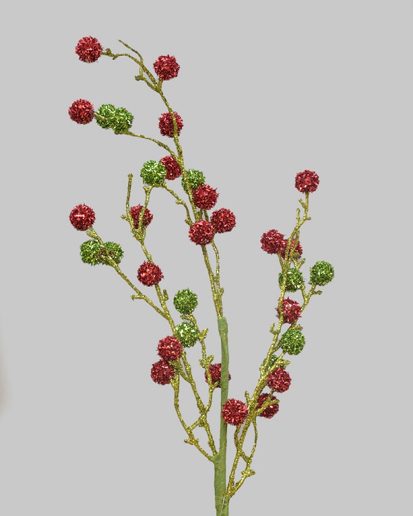 Glitter Pom Spray 31.5" Red/Green