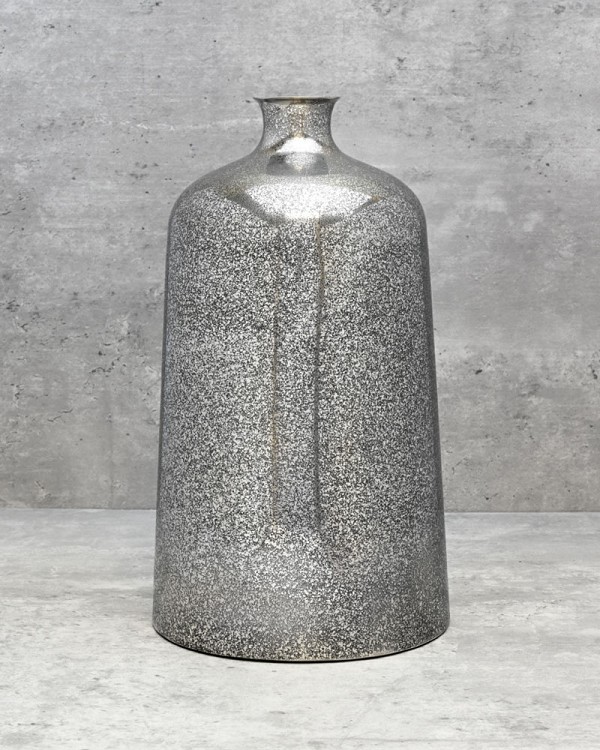 Distressed Silver Bottle Vase 12"H