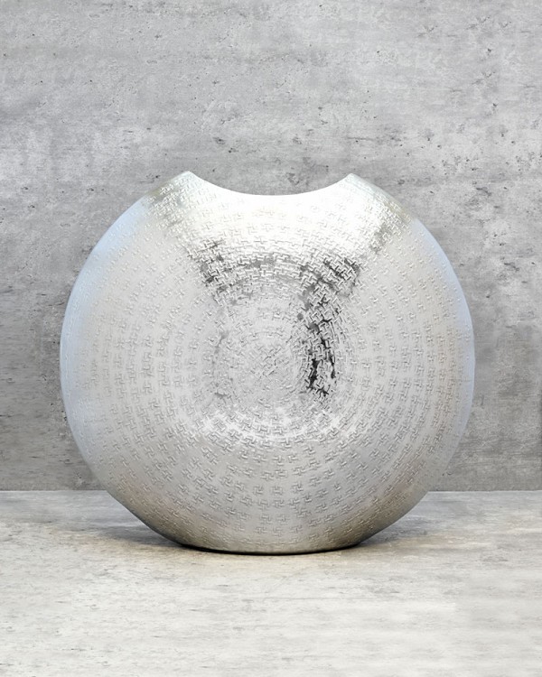 Hammered Pinched Round Vase 10"H