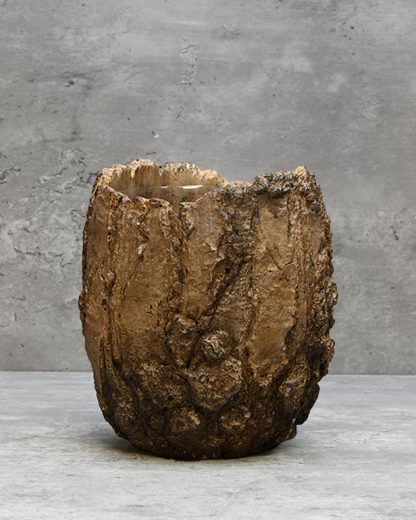 Fossil Planter - Brown 6"H