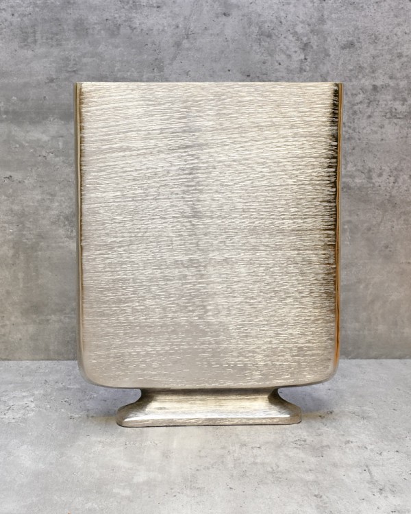 Etched Flat Vase - Pewter Finish 13"H