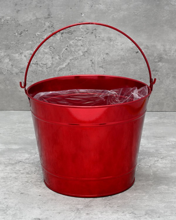 Metal Bucket - Red 4.75"H