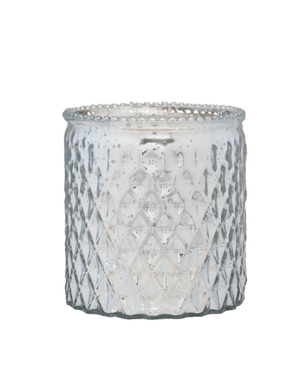 Round Silver Glass Vase 5"H