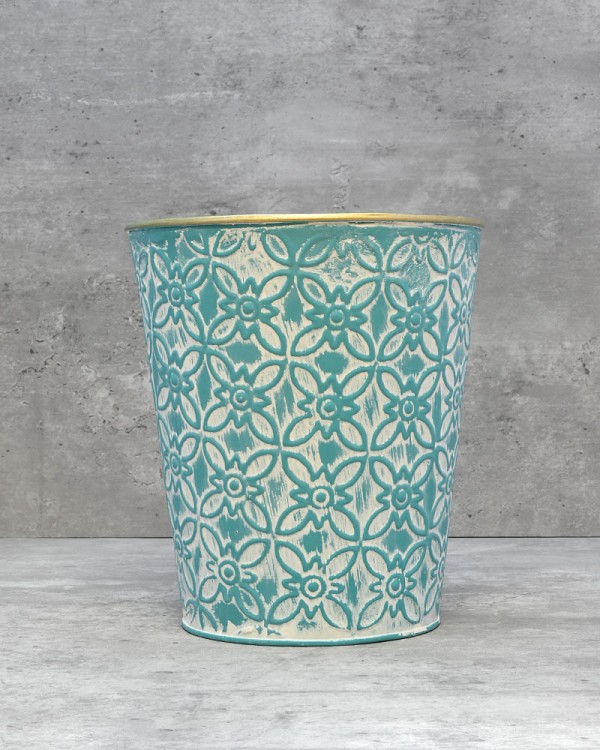 Round Teal Container - Medium 7.25"H