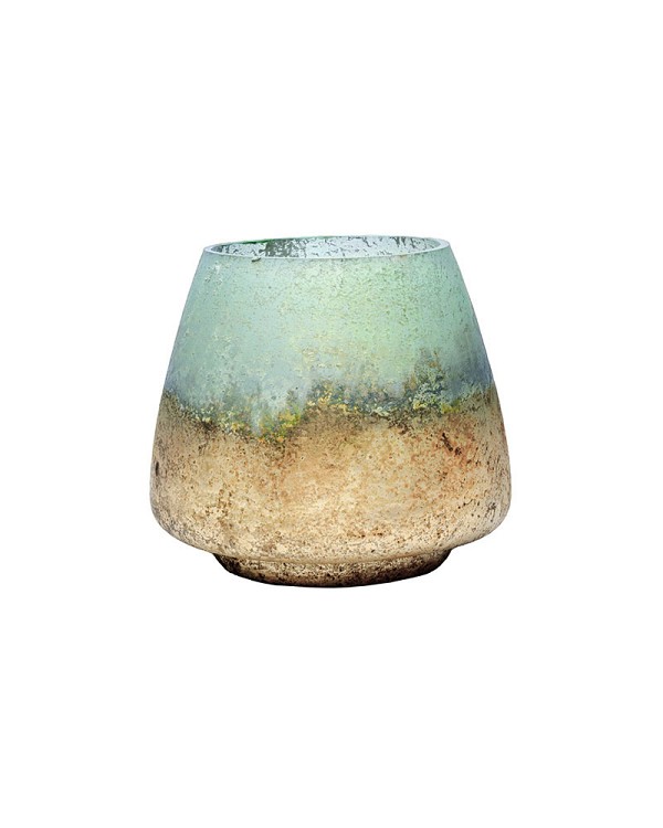 Sea-Green Metallic Etched Glass 5"H